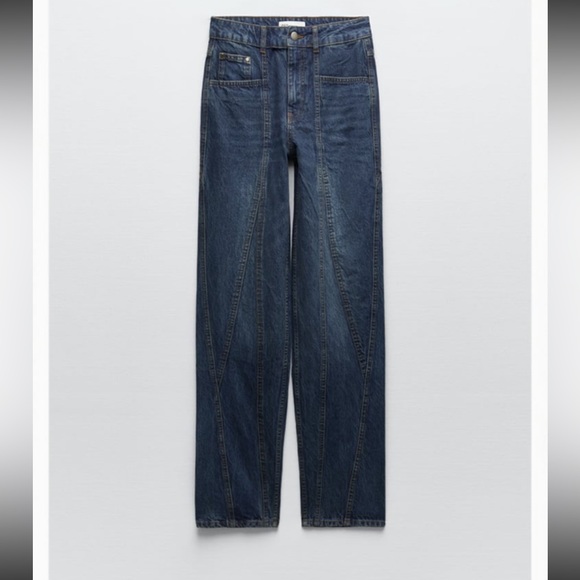 ZARA DENIM PANELED JEANS - Picture 1 of 2